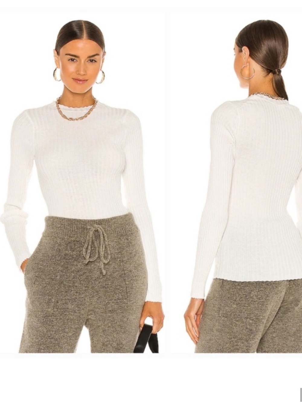 ANINE BING Cecily Ribbed Knit Top
